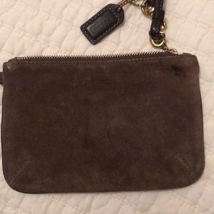 Brown Suede Coach Wristlet